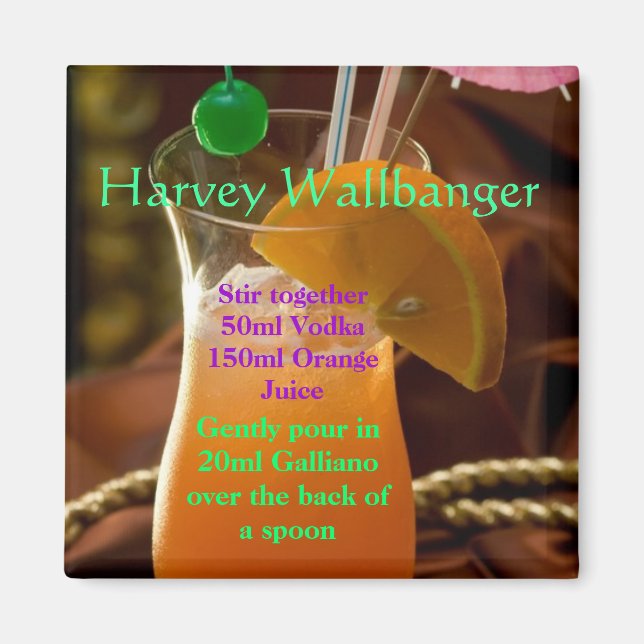 Harvey Wallbanger Cocktail Magnet (Front)