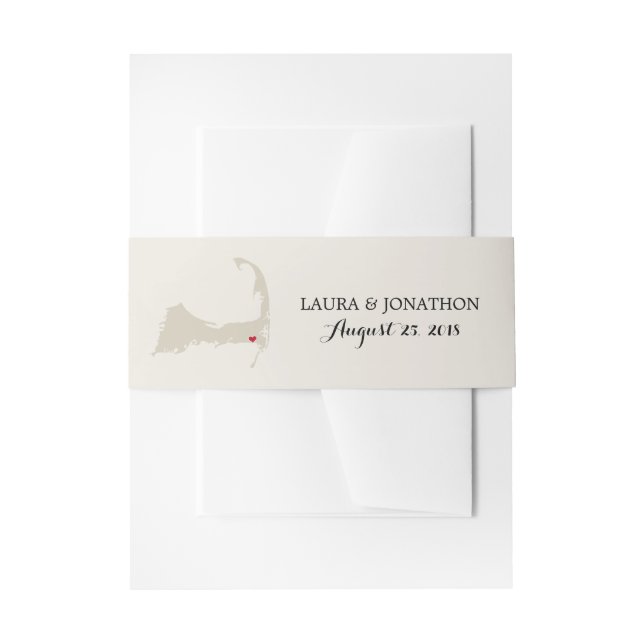 Harwich Cape Cod Map with heart | Wedding Invitation Belly Band (Front Example)