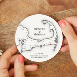 Harwich Port MA Wychmere Beach Club Wedding Round Paper Coaster