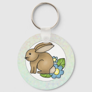 Häschen mit Blümchen Key Ring