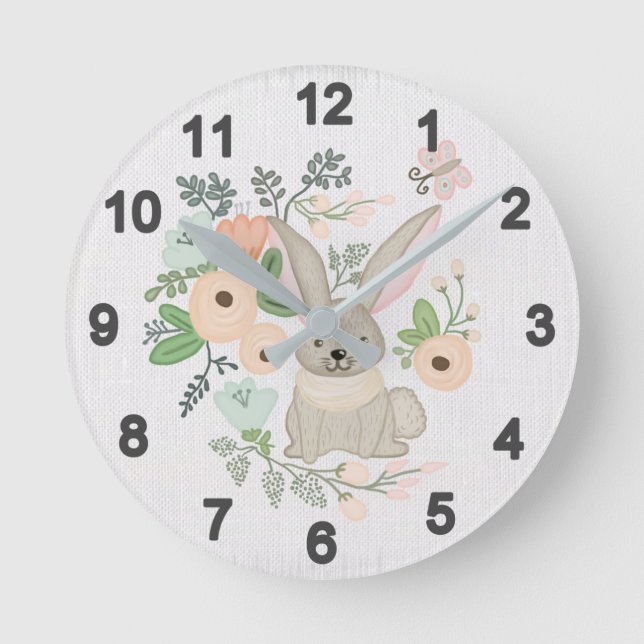 Hase in the bush round clock (Front)