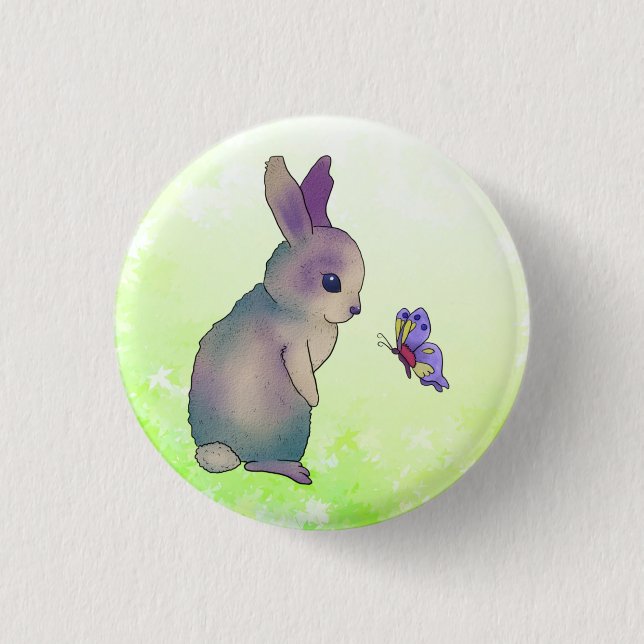 Hase mit Schmetterling 3 Cm Round Badge (Front)