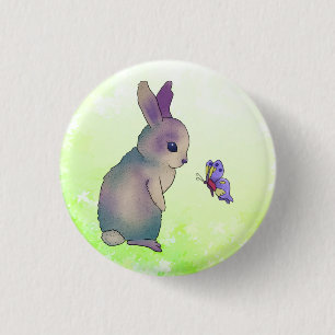 Hase mit Schmetterling 3 Cm Round Badge