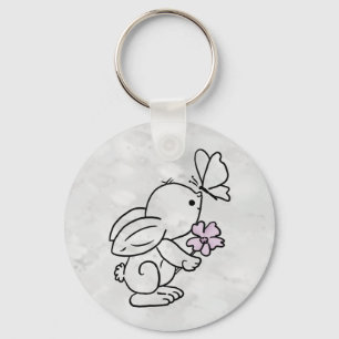 Hase mit Schmetterling Key Ring