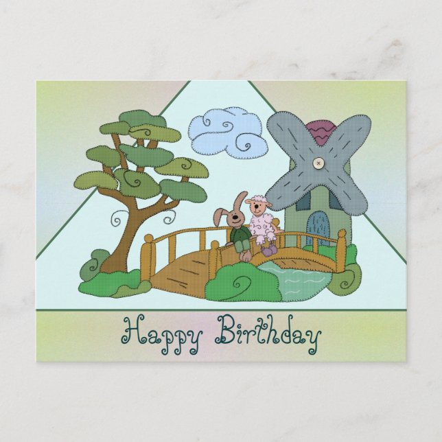 Hase und Schaf am See Postcard (Front)