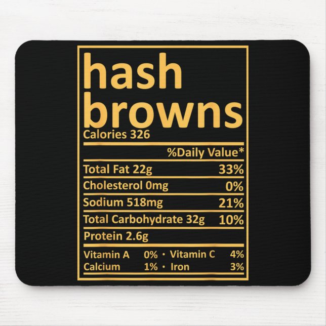 Hash Browns Nutrition Thanksgiving Food Facts Xmas Mouse Pad (Front)