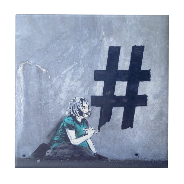 Hash tag Graffiti Ceramic Tile (Front)