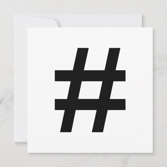 #HASHTAG - Black Hash Tag Symbol Invitation (Front)