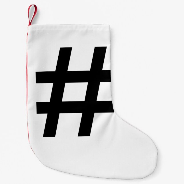#HASHTAG - Black Hash Tag Symbol Small Christmas Stocking (Front)