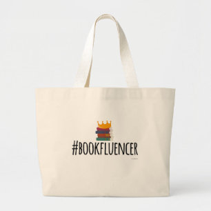 Hashtag Bookinfluencer Reading Fun Design Large Tote Bag