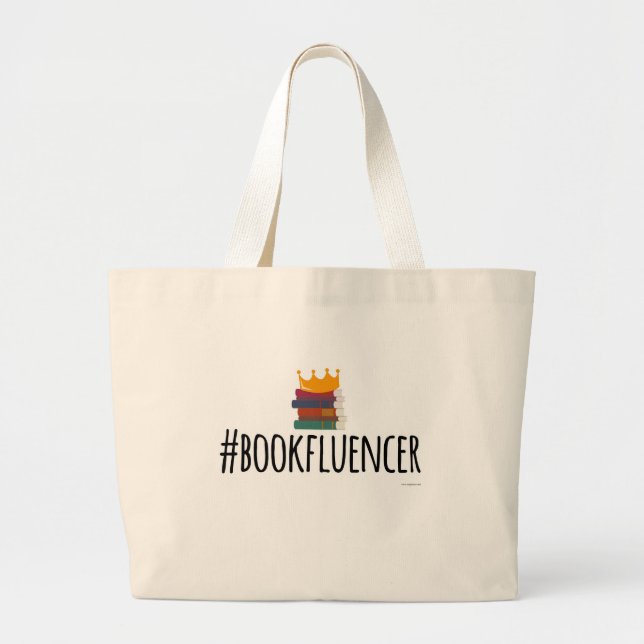 Hashtag Bookinfluencer Reading Fun Design Large Tote Bag (Front)