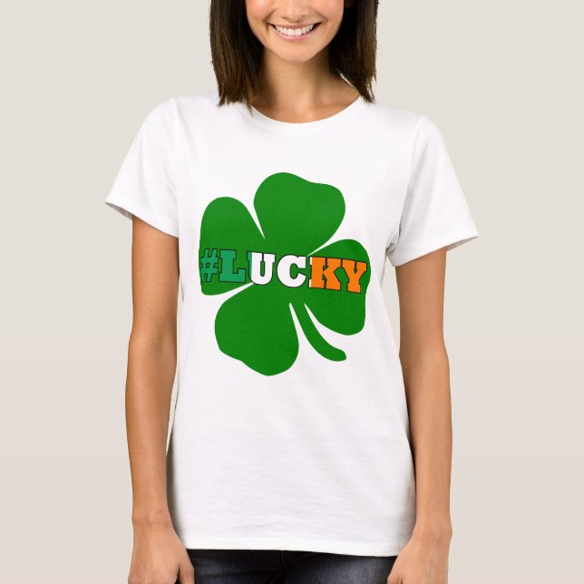 Hashtag feck text Irish St Patricks T-Shirt (Front)