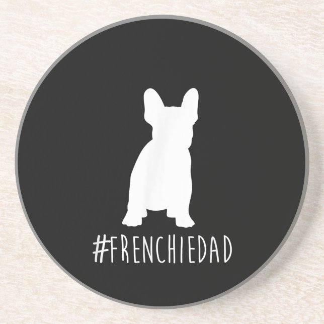 hashtag frenchie dad  french bulldog dad coaster (Front)