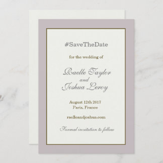 Hashtag gold blush grey save the date announcement