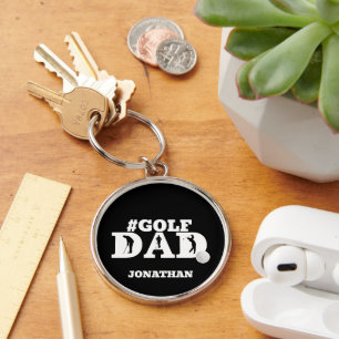 Hashtag Golf Dad Custom Name Key Ring