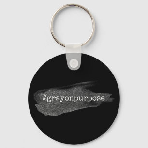 Hashtag Grey on Purpose Silver Glitter Brushstroke Key Ring