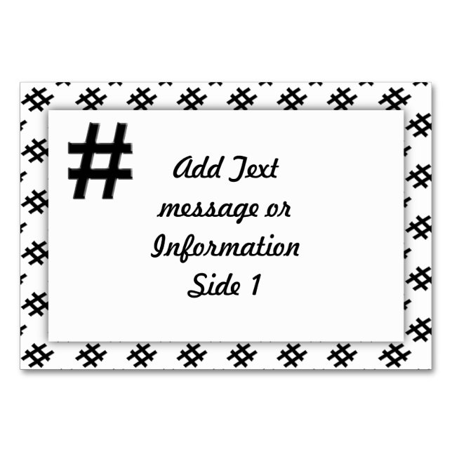 #HASHTAG - Hash Tag Symbol Table Number (Front)