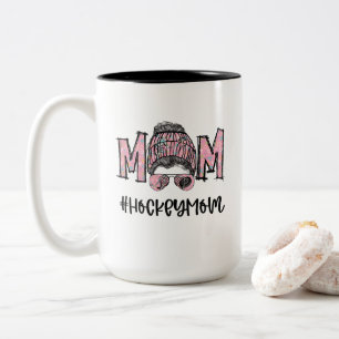 Hashtag Hockey Mom Pink Watercolor Girly Two-Tone Coffee Mug