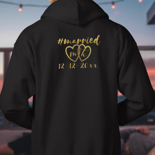 Hashtag Married Hearts Wedding Anniversary Mens Hoodie