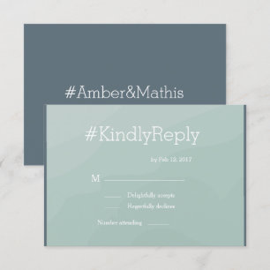 Hashtag modern turquoise watercolor wedding rsvp invitation