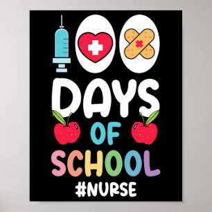 Hashtag Nurse Happy 100 days of school Nurse  Poster