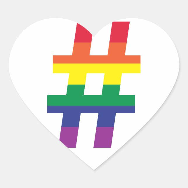 hashtag, Rainbow Flag Heart Sticker (Front)