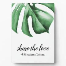 Hashtag Sign with Tropical Leaf for Wedding