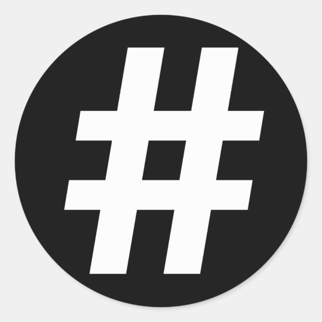 HASHTAG SYMBOL CLASSIC ROUND STICKER (Front)