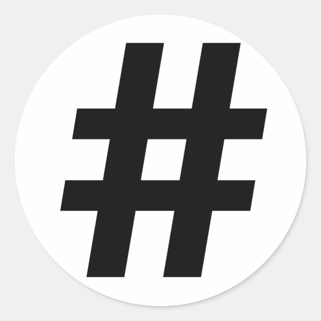 HASHTAG SYMBOL -.png Classic Round Sticker (Front)