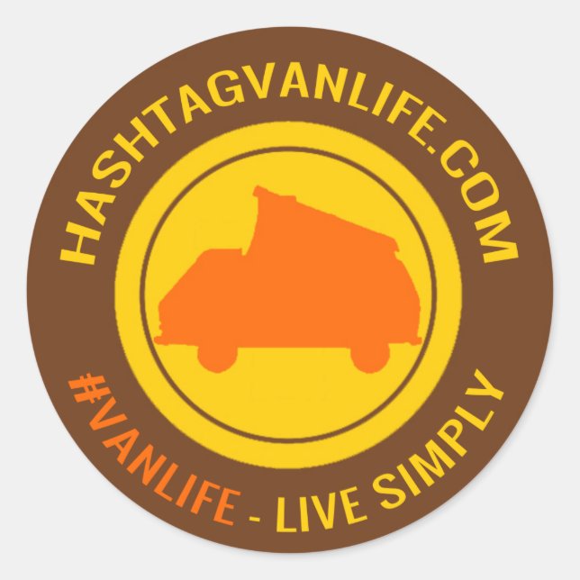 Hashtag Van Life Classic Round Sticker (Front)