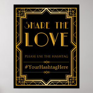 Hashtag Wedding Sign   Gatsby Art Deco