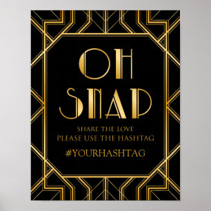 Hashtag Wedding Sign   Gatsby Art Deco