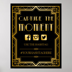 Hashtag Wedding Sign Gatsby Art Deco