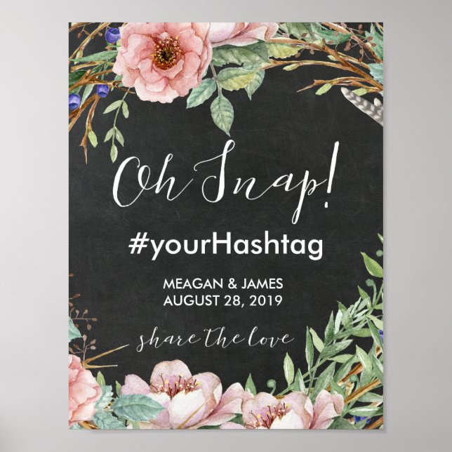 hashtag wedding sign oh snap (Front)