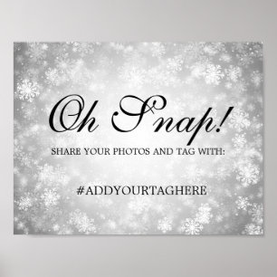 Hashtag Wedding Sign Silver Winter Wonderland