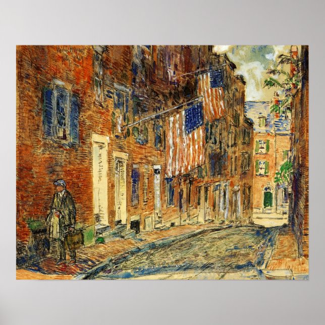 Hassam - Acorn St Boston 1919 Poster (Front)