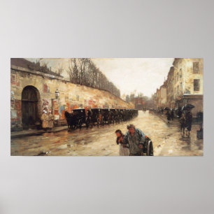 Hassam - Cab Station Rue Bonaparte 1887 Poster