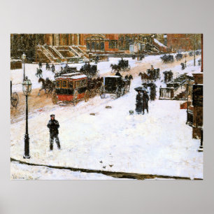 Hassam - Fifth Avenue in Winter Poster