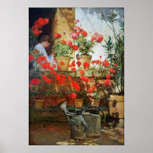 Hassam - Geraniums 1888 Poster (Front)