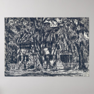 Hassam - Lion Gardiner House Easthampton Poster