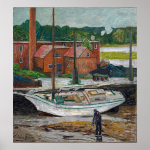 Hassam - Oyster Sloop Cos Cob 1902 Poster
