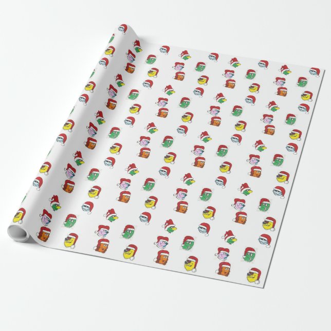 Hassle Castle Monster Christmas Gift Wrap (Unrolled)