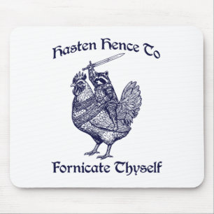 Hasten Hence To Fornicate Thyself, Knight Racoon Mouse Pad