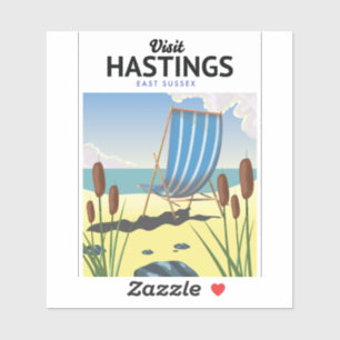 Hastings East Sussex beach travel poster