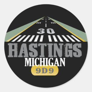 Hastings MI - Airport Runway Classic Round Sticker