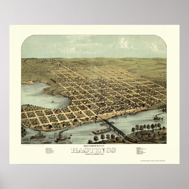 Hastings, MN Panoramic Map - 1867 Poster (Front)