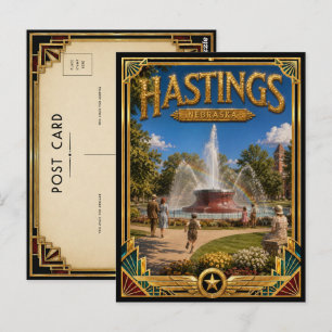 Hastings Nebraska Vintage Art Deco Golden Age Postcard