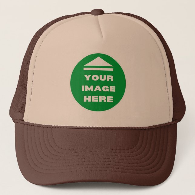 Hat - Add Your Image - Tan & Brown - Personalised  (Front)
