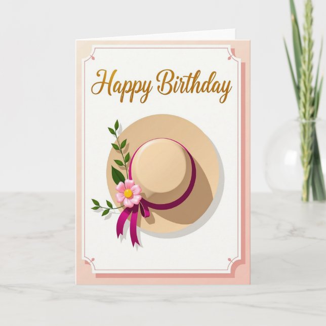 Hat And Floral Birthday Card (Front)