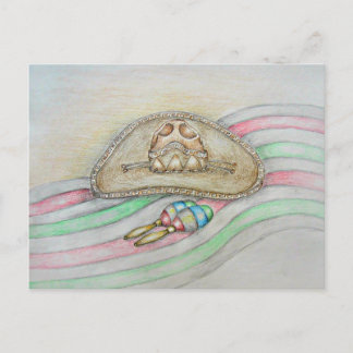 Hat and Maracas illustration Postcard